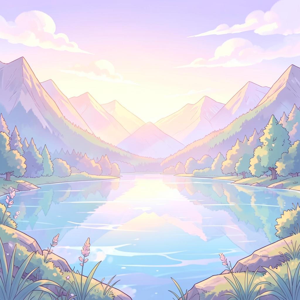 Quiet lake in Pastel Anime