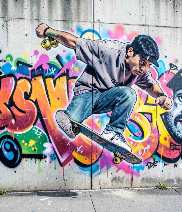 Kickflip wall in Street Art