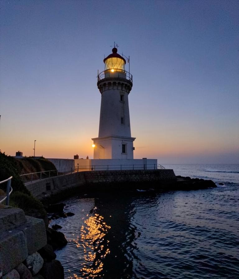 Lighthouse at dusk — before